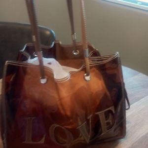 Clear LOVE tote.